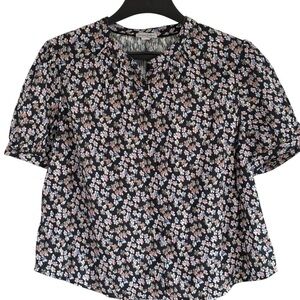 Carbon2Colbalt Floral Blouse Black Size Medium